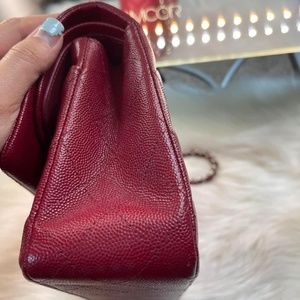 Chanel 17b red burgundy medium classic